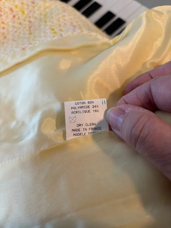 Maxime Pastel Yellow Tweed Skirt Set with Orange Accents - Picture 11 of 14